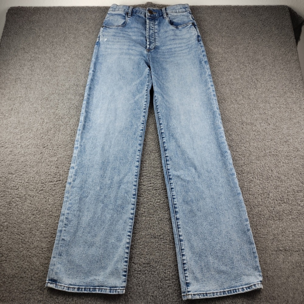 Evereve Jeans Womens 27 The Ever Trouser Light Blue High Rise Wide Leg EUC